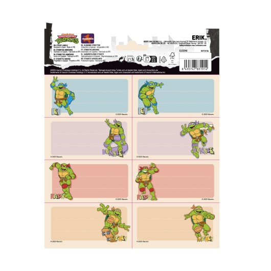 ETICHETTE ADESIVE TORTUGAS NINJA