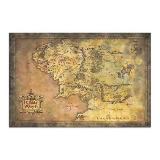 POSTER IL SIGNORE DEGLI ANELLI MAPPA DELLA TERRA DI MEZZO