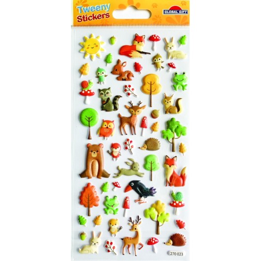 ADESIVI TWEENY FOAMY ANIMALI DELLA FORESTA GLITTER