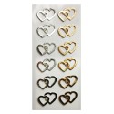 ADESIVI TOPPER SCRAP & DECO CUORI ORO E ARGENTO IN RILIEVO