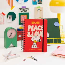 DIARIO SCOLASTICO SETTIMANALE 2026/2027 FORMATO A5 12 MESI SNOOPY 2