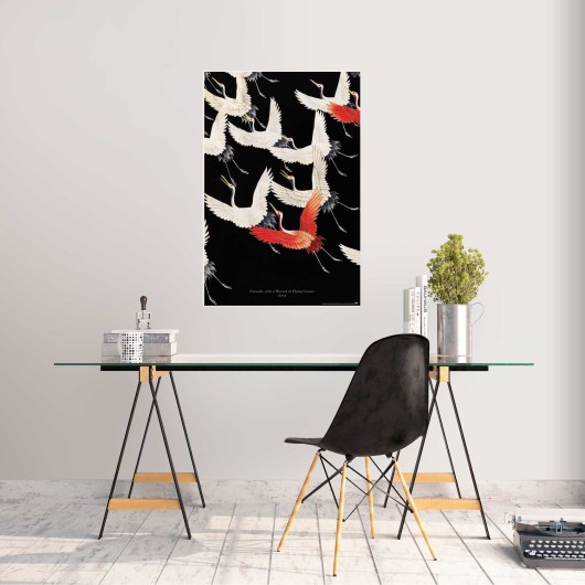 POSTER FURISODE WITH A MYRIAD OF FLYING CRANES