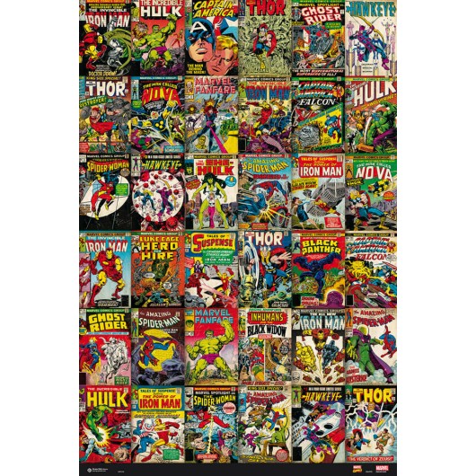 POSTER MARVEL PORTADAS CLASICAS COMICS