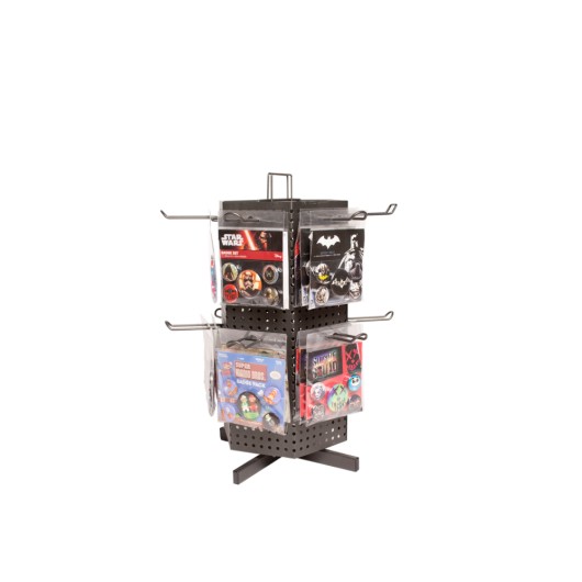 EXPOSITOR MERCHANDISING SOBREMESA 6 CARAS GIRATORIO NEGRO