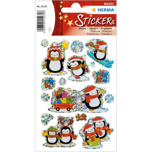 PEGATINAS MAGIC PINGÜINOS NAVIDEÑOS BRILLO