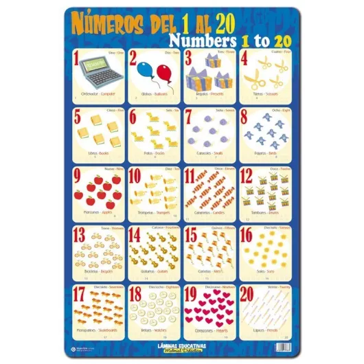 LAMINA EDUCATIVA NUMEROS DEL 1 AL 20