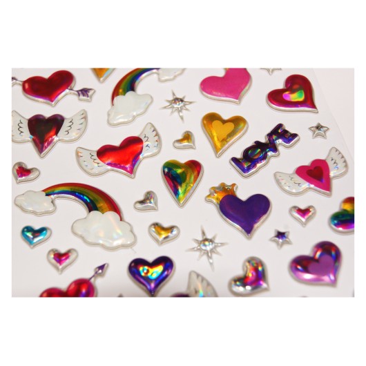 PEGATINAS TWEENY FOAMY CORAZONES Y ARCOIRIS BRILLO