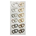 PEGATINAS TOPPER SCRAP & DECO CORAZONES ORO Y PLATA RELIEVE