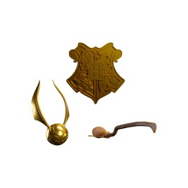 SET DE 3 ADORNOS DE NAVIDAD HARRY POTTER-SNITCH DORADA, NIMBUS2000 Y ESCUDO HOGWARTS
