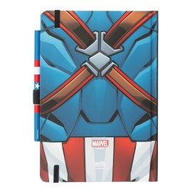 CUADERNO PREMIUM A5 COM ESFEROGRÁFICA MARVEL CAPITAN AMERICA - UNIFORME 2