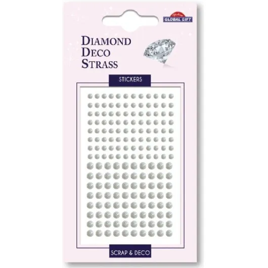AUTOCOLANTES DIAMOND DECO STRASS MINI PÉROLAS BRANCAS