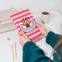 CADERNO PREMIUM A5 TAPA FELPA DISNEY ALICE NO PAÍS DAS MARAVILHAS GATO CHESHIRE