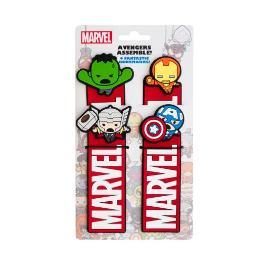 CONJUNTO DE 4 MARCADORES DE LIVROS MARVEL THE AVENGERS