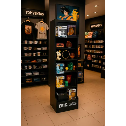 EXPOSITOR 5 PRATELEIRAS LAMPADAS PRETO ERIK SEM PRODUTOS INCLUÍDOS