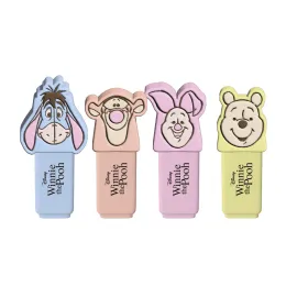 CONJUNTO DE 4 MARCADORES FLUORESCENTES COM TOPO DISNEY WINNIE THE POOH