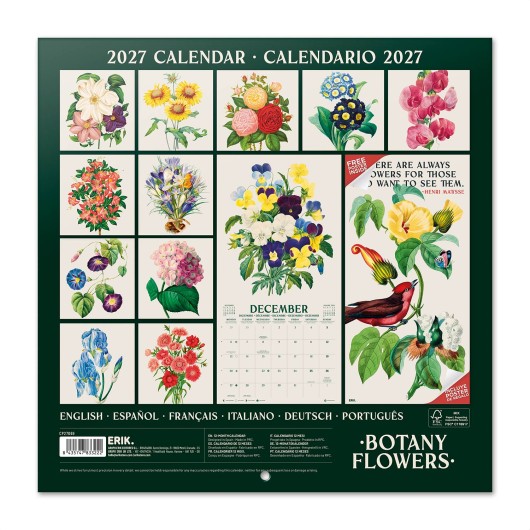 CALENDARIO 2027 30X30 BOTANICA FLORES