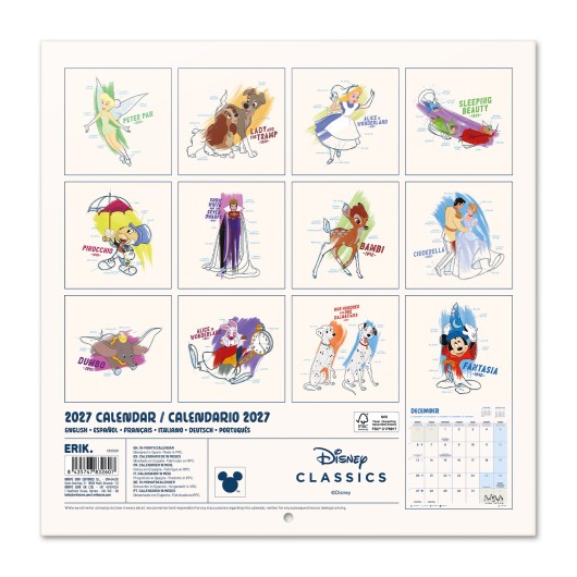 CALENDARIO 2027 30X30 DISNEY CLÁSSICOS