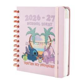AGENDA ESCOLAR 2026/2027 DIA POR PÁGINA M 11 MESES DISNEY STITCH Y ANGEL
