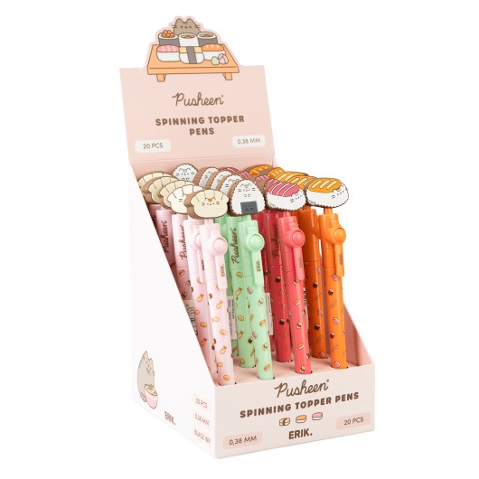 SET 20 ESFEROGRAFICAS TOPPER GIRATORIO PUSHEEN SUSHI ROLL