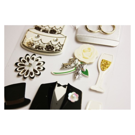 AUTOCOLANTES SCENY SCRAP & DECO CASAMENTO ELE RELEVO