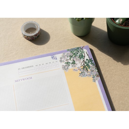 BLOCO PLANIFICADOR SEMANAL A3 BOTANICAL WILD FLOWERS ALEMÃO KOKONOTE