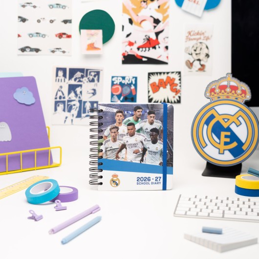 AGENDA ESCOLAR 2026/2027 DIA POR PÁGINA M 11 MESES REAL MADRID