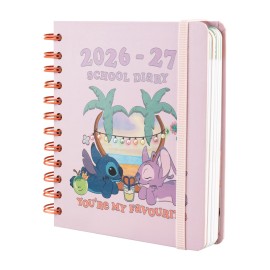 AGENDA ESCOLAR 2026/2027 DIA POR PÁGINA M 11 MESES DISNEY STITCH Y ANGEL