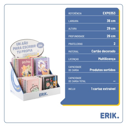 EXPOSITOR DE MESA AGENDAS ANUAIS 36x29x26CM SEM MERCADORIA