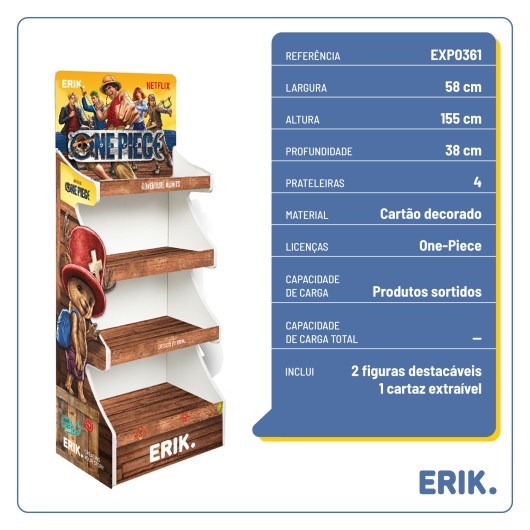 EXPOSITOR GIFTS ONE PIECE NETFLIX SEM MERCADORIA